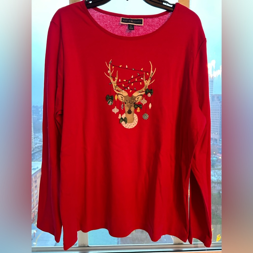 Karen Scott Holiday Long sleeve tee